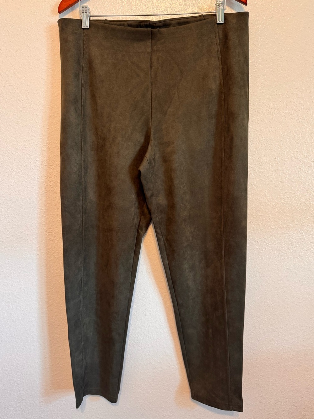 NWT Premise Olive Green Faux Suede High Waist Leggings xl